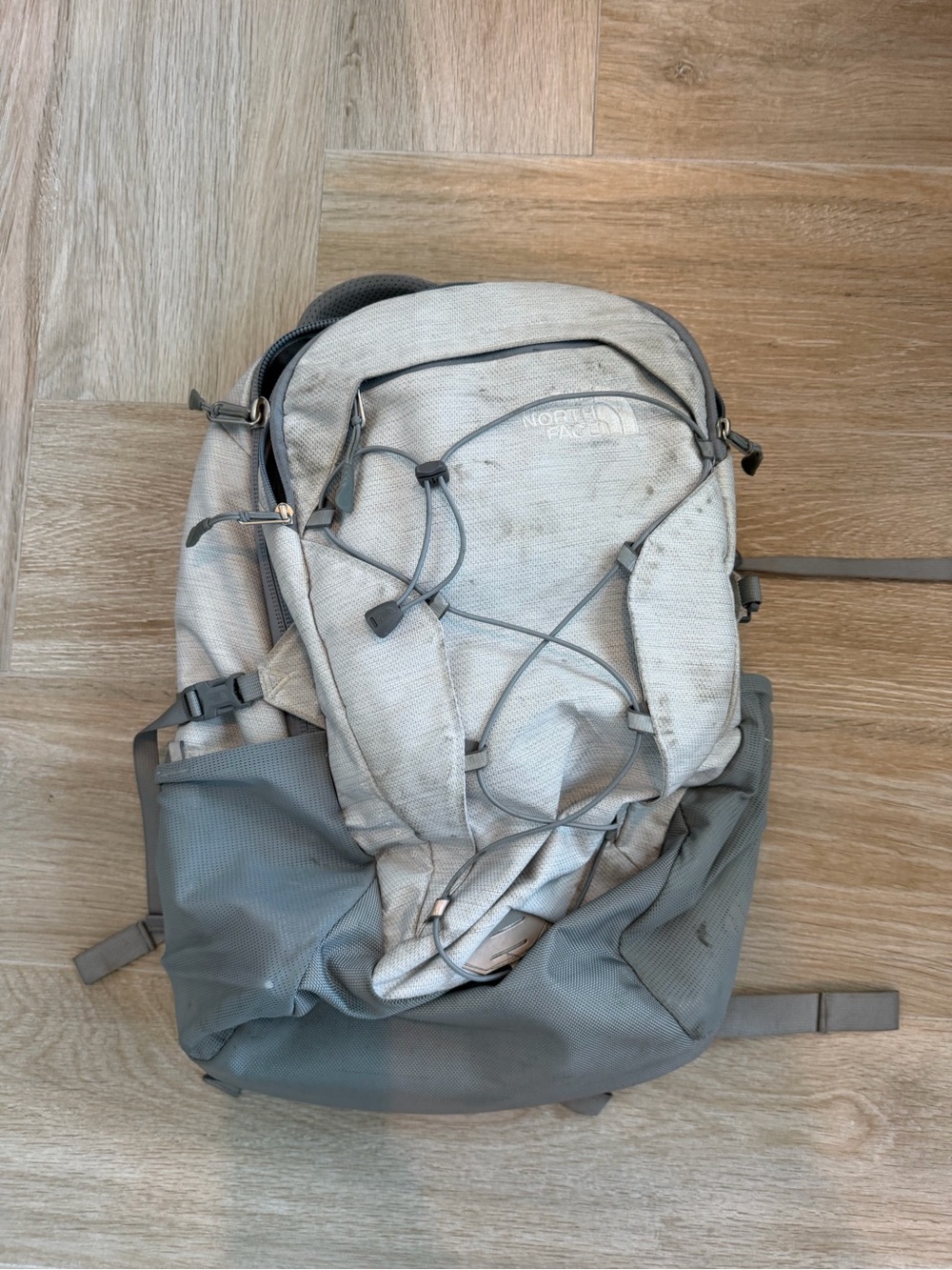 The North Face Light Gray and Dark Gray Backpack